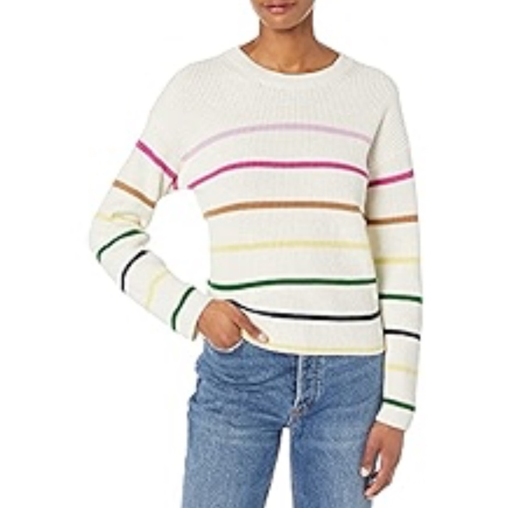 Gap Shaker Stitch Pullover Sweater Ivory Stripe Size Medium Cotton